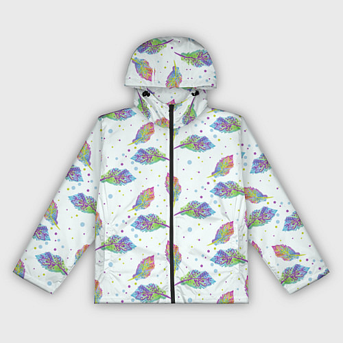 Женская ветровка Цветные листочки / 3D-Черный – фото 1