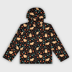 Ветровка с капюшоном женская Capybara pattern Паттерн капибара, цвет: 3D-черный