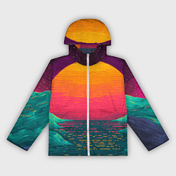 Ветровка с капюшоном женская Синтовый закат, цвет: 3D-белый
