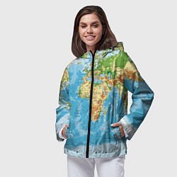 Ветровка с капюшоном женская Атлас мира, цвет: 3D-черный — фото 2