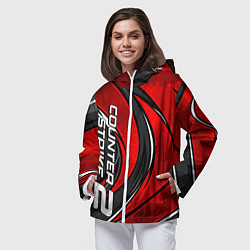 Ветровка с капюшоном женская Counter strike 2- red beast, цвет: 3D-белый — фото 2