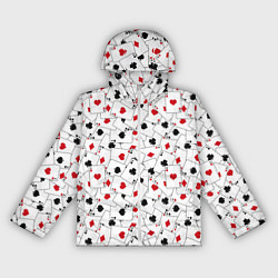 Ветровка с капюшоном женская Карточные тузы, цвет: 3D-белый