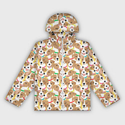 Ветровка с капюшоном женская Джек рассел терьер в разноцветных ошейниках, цвет: 3D-белый