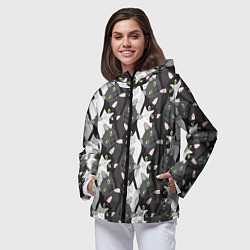 Ветровка с капюшоном женская Кошки с зелеными глазами, цвет: 3D-черный — фото 2