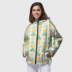 Ветровка с капюшоном женская Ромбический узор, цвет: 3D-черный — фото 2
