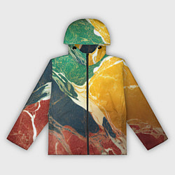 Ветровка с капюшоном женская Мраморная радуга, цвет: 3D-черный