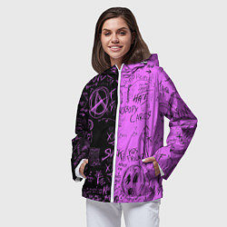 Ветровка с капюшоном женская Dead inside purple black, цвет: 3D-белый — фото 2