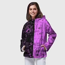 Ветровка с капюшоном женская Dead inside purple black, цвет: 3D-черный — фото 2