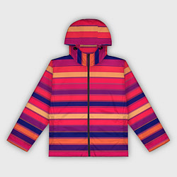 Ветровка с капюшоном женская Полосатый ярко-красный, цвет: 3D-черный