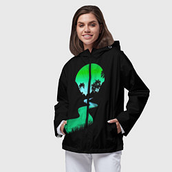 Ветровка с капюшоном женская Неоновая речка, цвет: 3D-черный — фото 2