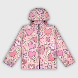 Ветровка с капюшоном женская Many many hearts, цвет: 3D-черный