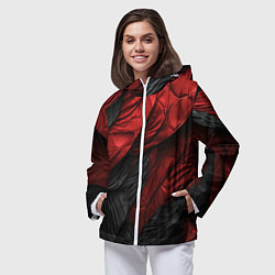 Ветровка с капюшоном женская Red black texture, цвет: 3D-белый — фото 2