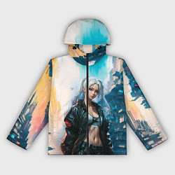 Ветровка с капюшоном женская Боевая девушка, цвет: 3D-черный