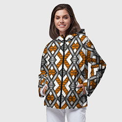 Ветровка с капюшоном женская Абстрактные решетки, цвет: 3D-черный — фото 2