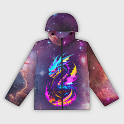 Ветровка с капюшоном женская Space dragon - neon glow - neural network, цвет: 3D-черный