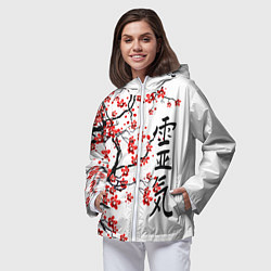 Ветровка с капюшоном женская Цветущее дерево сакуры, цвет: 3D-белый — фото 2