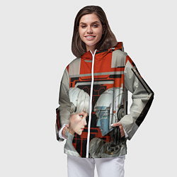 Ветровка с капюшоном женская Футуристические андроиды, цвет: 3D-белый — фото 2