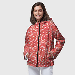 Ветровка с капюшоном женская Обережные Узоры - Орепей, цвет: 3D-черный — фото 2