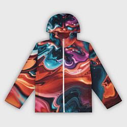 Ветровка с капюшоном женская Красочные переливы волн, цвет: 3D-белый