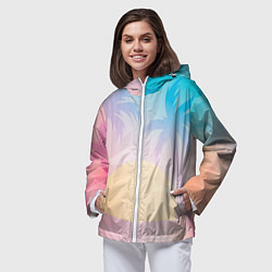 Ветровка с капюшоном женская Градиентовый летний пейзаж, цвет: 3D-белый — фото 2