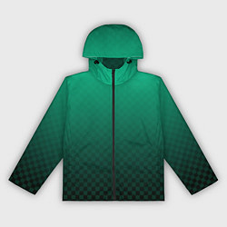 Ветровка с капюшоном женская Аквамариновая клетка с градиентом, цвет: 3D-черный