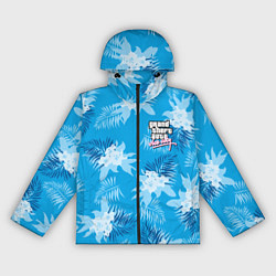 Ветровка с капюшоном женская Цветочный паттерн - GTA vice city, цвет: 3D-черный