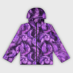 Ветровка с капюшоном женская Фиолетовые щупальца и дым, цвет: 3D-черный