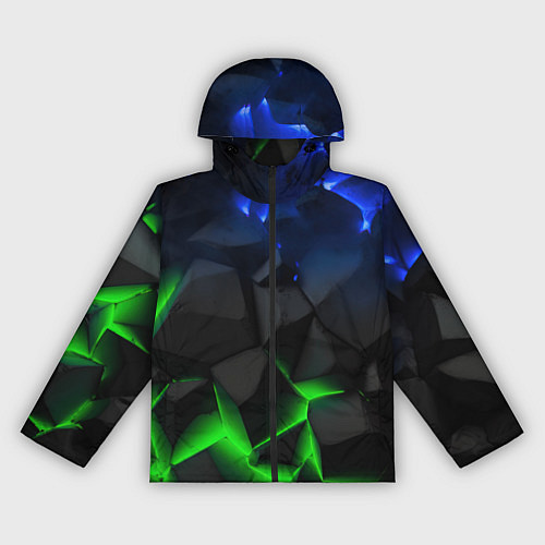 Женская ветровка Разлом синих и зеленых плит / 3D-Черный – фото 1