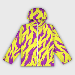 Ветровка с капюшоном женская Кислотный тигр паттерн, цвет: 3D-белый