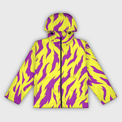 Ветровка с капюшоном женская Кислотный тигр паттерн, цвет: 3D-черный