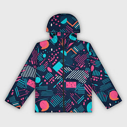 Ветровка с капюшоном женская Абстракция синяя паттерн, цвет: 3D-черный