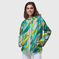 Ветровка с капюшоном женская Геометрически узор, цвет: 3D-белый — фото 2