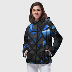 Ветровка с капюшоном женская Blue black texture, цвет: 3D-черный — фото 2