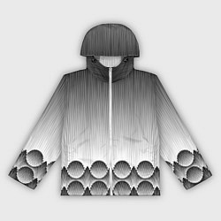 Ветровка с капюшоном женская Круглая полосатая геометрия, цвет: 3D-белый