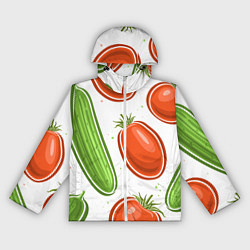 Ветровка с капюшоном женская Помидоры и огурцы, цвет: 3D-белый
