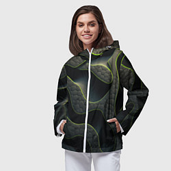 Ветровка с капюшоном женская Объемная темная текстура, цвет: 3D-белый — фото 2