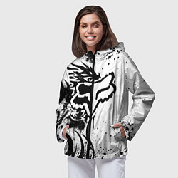 Ветровка с капюшоном женская Fox motocross - белый дракон, цвет: 3D-черный — фото 2