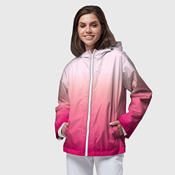Ветровка с капюшоном женская Оттенки розового градиент, цвет: 3D-белый — фото 2