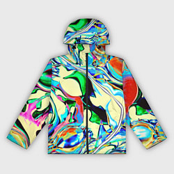 Ветровка с капюшоном женская Яркие абстрактные разводы, цвет: 3D-черный