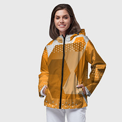 Ветровка с капюшоном женская Яркий геометрический декоративный фон, цвет: 3D-черный — фото 2