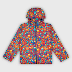 Ветровка с капюшоном женская Разноцветные пузырики узор, цвет: 3D-черный