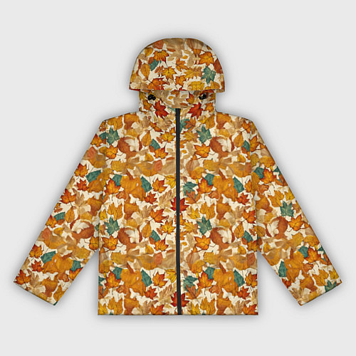 Женская ветровка Осенние листья узор / 3D-Черный – фото 1
