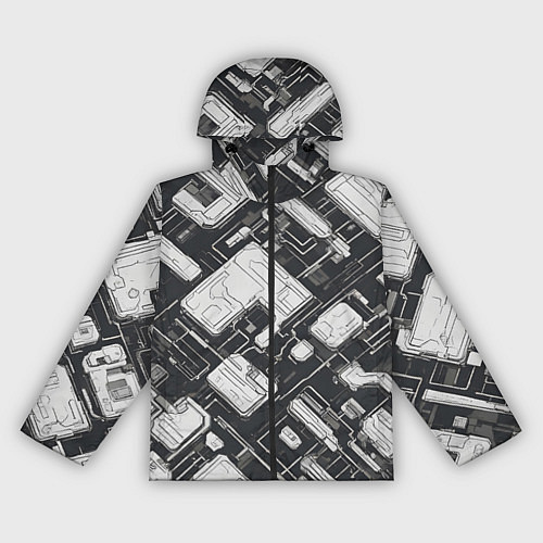 Женская ветровка Полосы Чёрно-белые киберпанк / 3D-Черный – фото 1