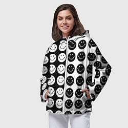 Ветровка с капюшоном женская Smiley black and white, цвет: 3D-белый — фото 2