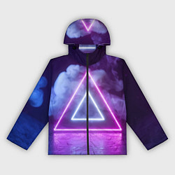 Ветровка с капюшоном женская Неоновый треугольник в неоновом дыму, цвет: 3D-черный