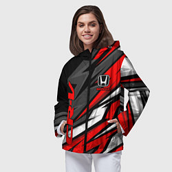 Ветровка с капюшоном женская Honda - CR-V - геометрия, цвет: 3D-черный — фото 2