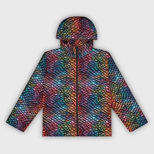 Женская ветровка Разноцветная чешуя дракона / 3D-Черный – фото 1