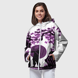 Ветровка с капюшоном женская Канеки самурай под сакурой, цвет: 3D-белый — фото 2