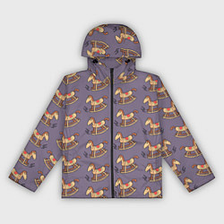 Ветровка с капюшоном женская Деревянные лошадки качалки, цвет: 3D-черный