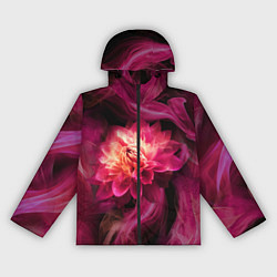 Ветровка с капюшоном женская Розовый цветок в огне - нейросеть, цвет: 3D-черный